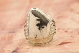Genuine White Buffalo Turquoise Sterling Silver Navajo Ring